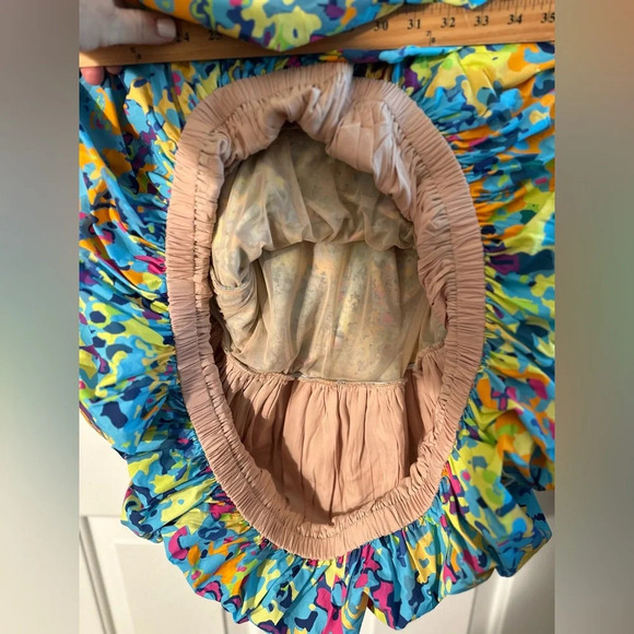 ANTHROPOLOGIE Plenty Tracy Reese Wrap V-Neck Bubble Dress SM Blue Motif MONET - Picture 12 of 16